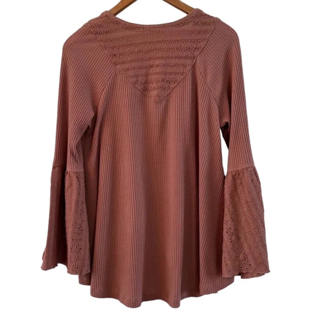 Free People Parisian Nights Blouse Top Rose V Neck Boho Size Medium - Picture 4 of 11